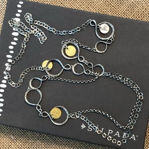 Vintage Silpada 925 Oxidized Sterling Silver & Brass Two Toned Long Necklace 38”